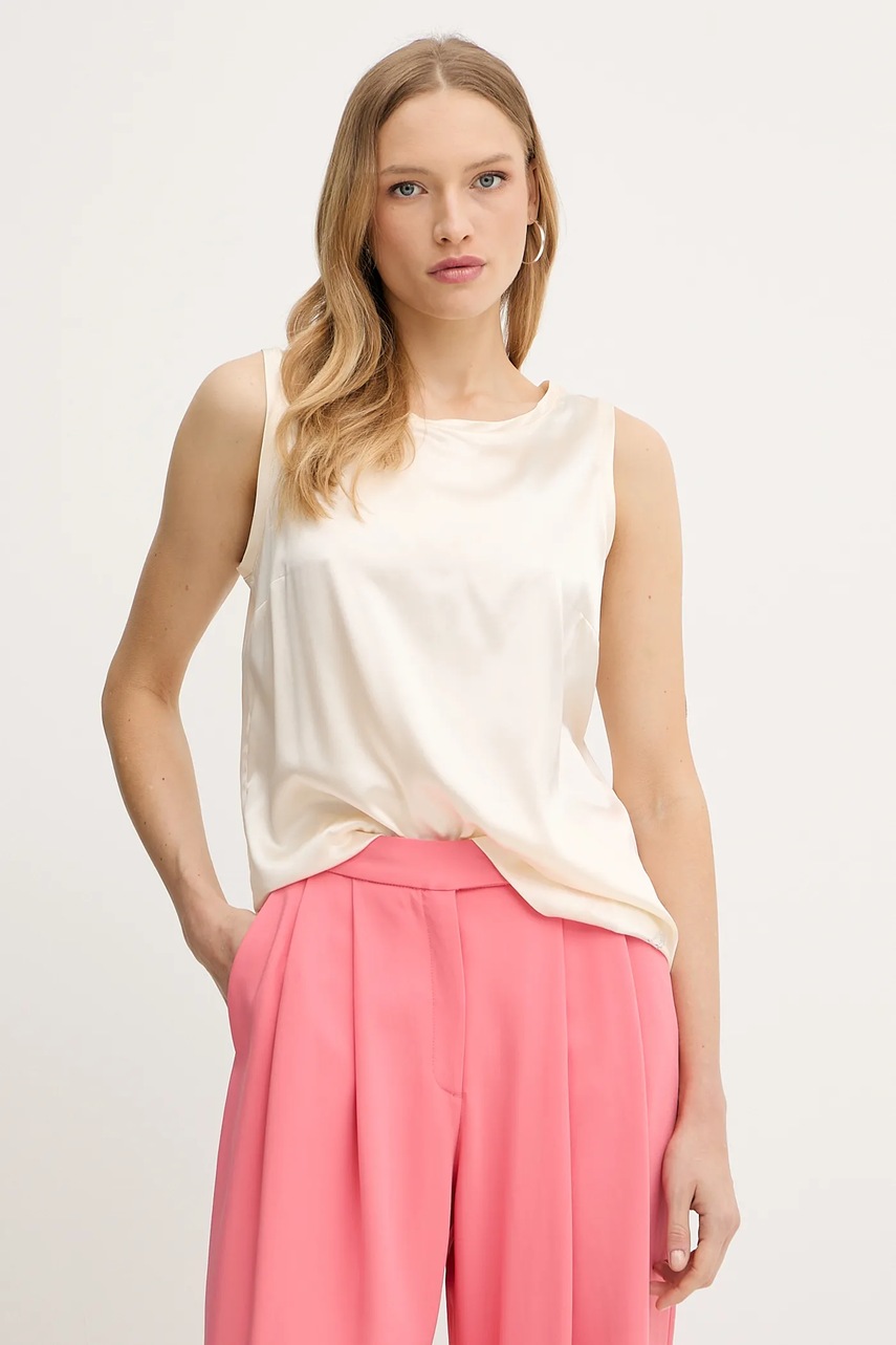 Levně Hedvábná halenka Marciano Guess DENISE dámská, béžová barva, hladká, 4YGH08 7117A