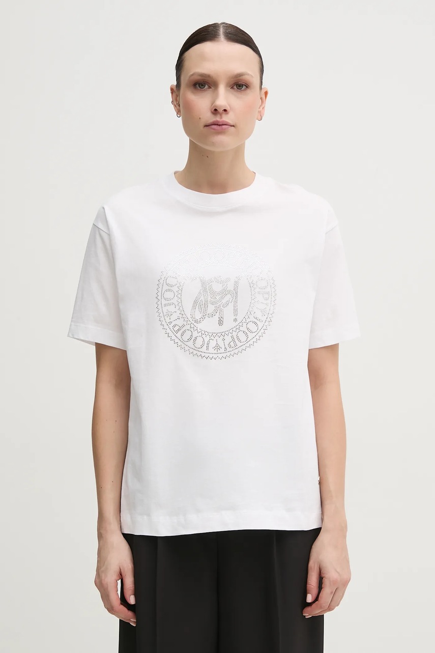 Βαμβακερό μπλουζάκι Joop! γυναικείο, χρώμα: άσπρο, 30046239 φωτογραφία