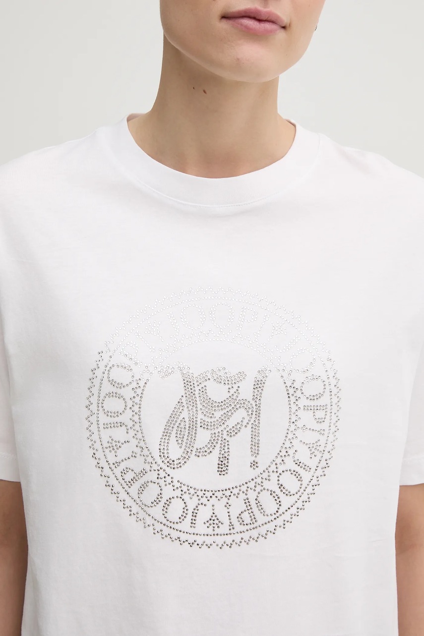 Βαμβακερό μπλουζάκι Joop! γυναικείο, χρώμα: άσπρο, 30046239 φωτογραφία