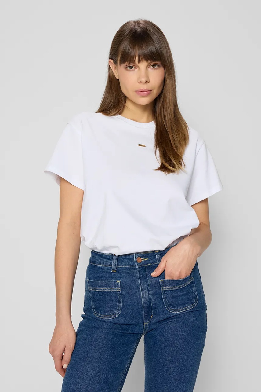 Bizuu tricou din bumbac TISHAL femei, culoarea alb, TISHAL BIAŁY KW25