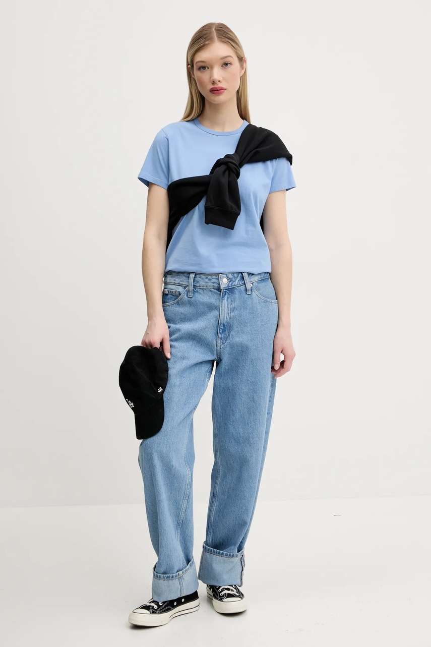 Βαμβακερό μπλουζάκι Abercrombie & Fitch γυναικείο, χρώμα: μπλε, KI139-5231 φωτογραφία