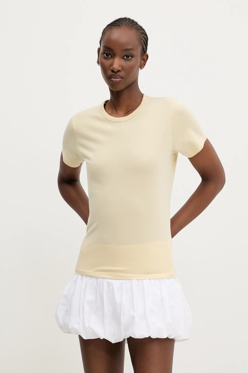 Abercrombie & Fitch tricou din bumbac femei, culoarea galben, KI139-5231