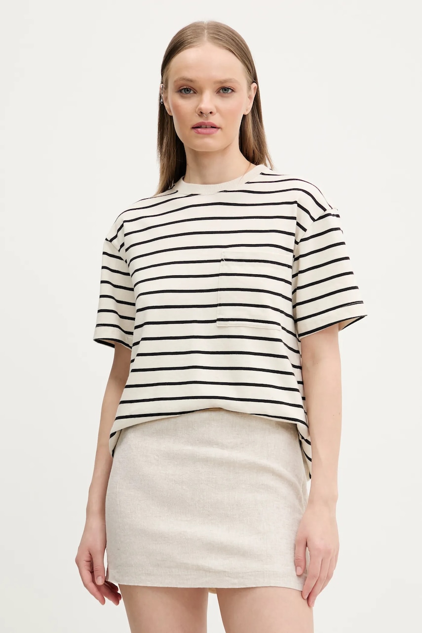 Abercrombie & Fitch tricou din bumbac femei, culoarea bej, KI139-5234