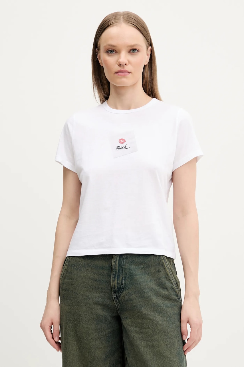 Abercrombie & Fitch tricou din bumbac femei, culoarea alb, KI157-5015 Abercrombie & Fitch tricou din bumbac femei, culoarea alb, KI157-5015