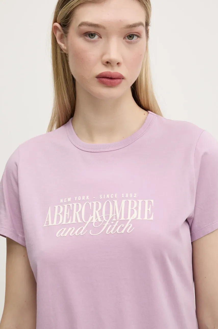 Abercrombie & Fitch tricou din bumbac femei, culoarea violet, KI185-5058