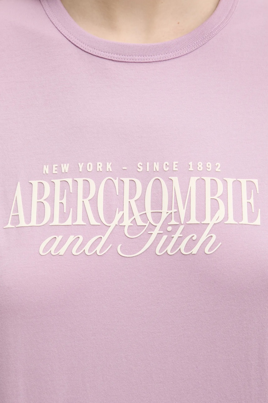 Βαμβακερό μπλουζάκι Abercrombie & Fitch γυναικείο, χρώμα: μοβ, KI185-5058 φωτογραφία