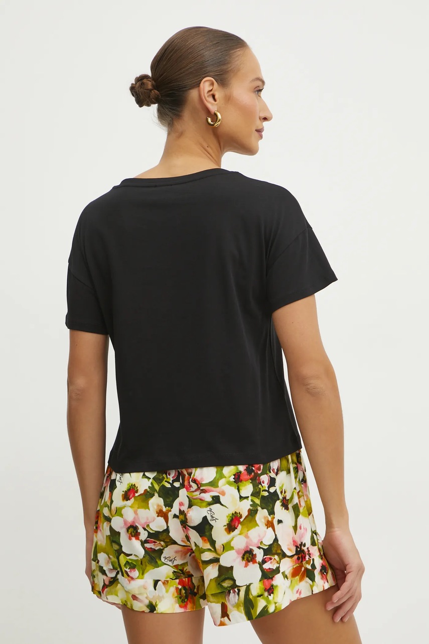 Βαμβακερό μπλουζάκι Liu Jo γυναικείο, χρώμα: μαύρο, VA5152.JS923 φωτογραφία