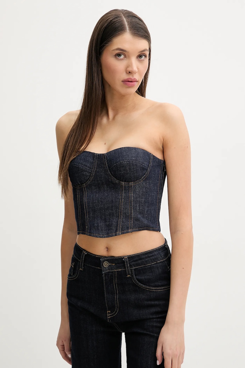 Miss Sixty top din denim femei, culoarea albastru marin, neted, 6S1XJ52500 Miss Sixty top din denim femei, culoarea albastru marin, neted, 6S1XJ52500