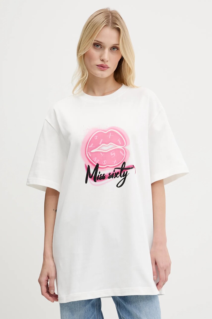 Miss Sixty tricou din bumbac culoarea alb, 6S2SJ04100