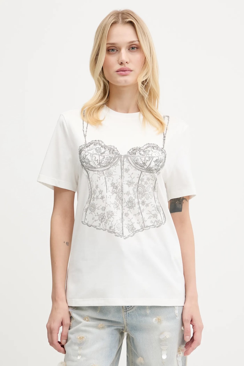 Miss Sixty tricou din amestec de mătase culoarea alb, 6S2SJ16200