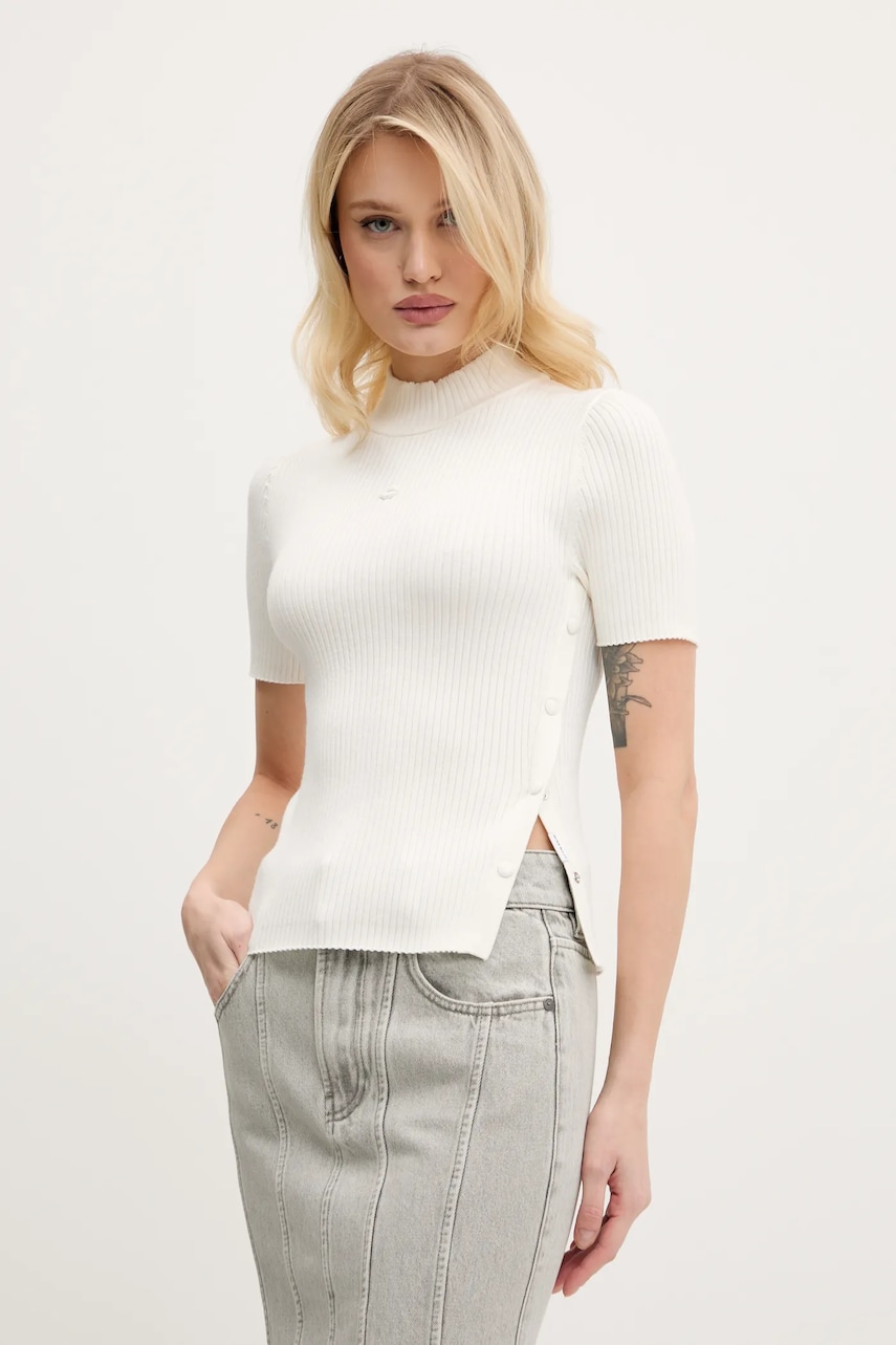 Miss Sixty pulover din amestec de mătase femei, culoarea alb, light, cu turtleneck, 6S1RJ37100