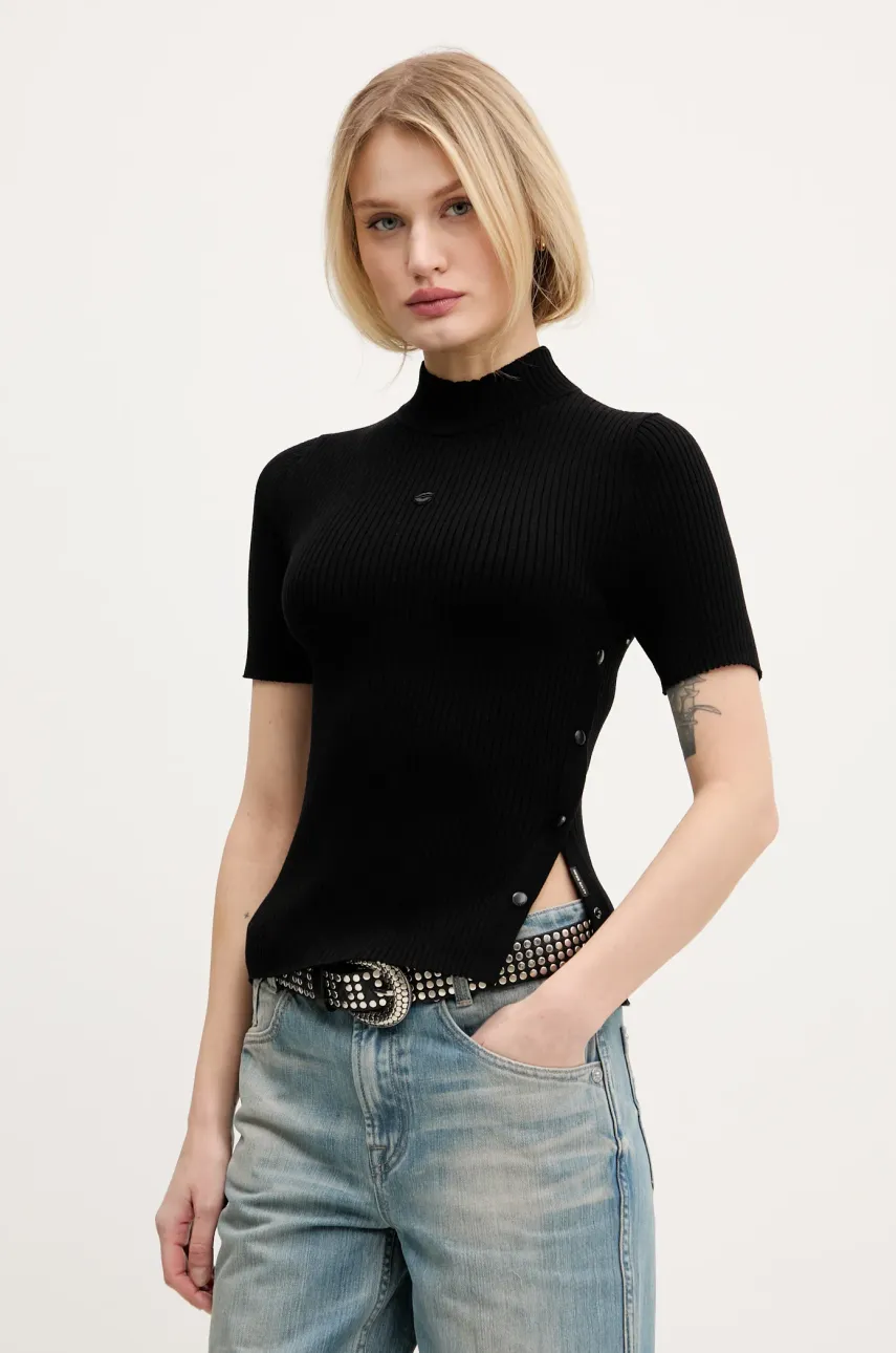 Miss Sixty pulover din amestec de mătase femei, culoarea negru, light, cu turtleneck, 6S1RJ37100