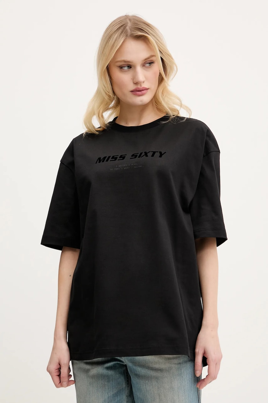 Miss Sixty tricou din bumbac femei, culoarea negru, 6S2SJ76100