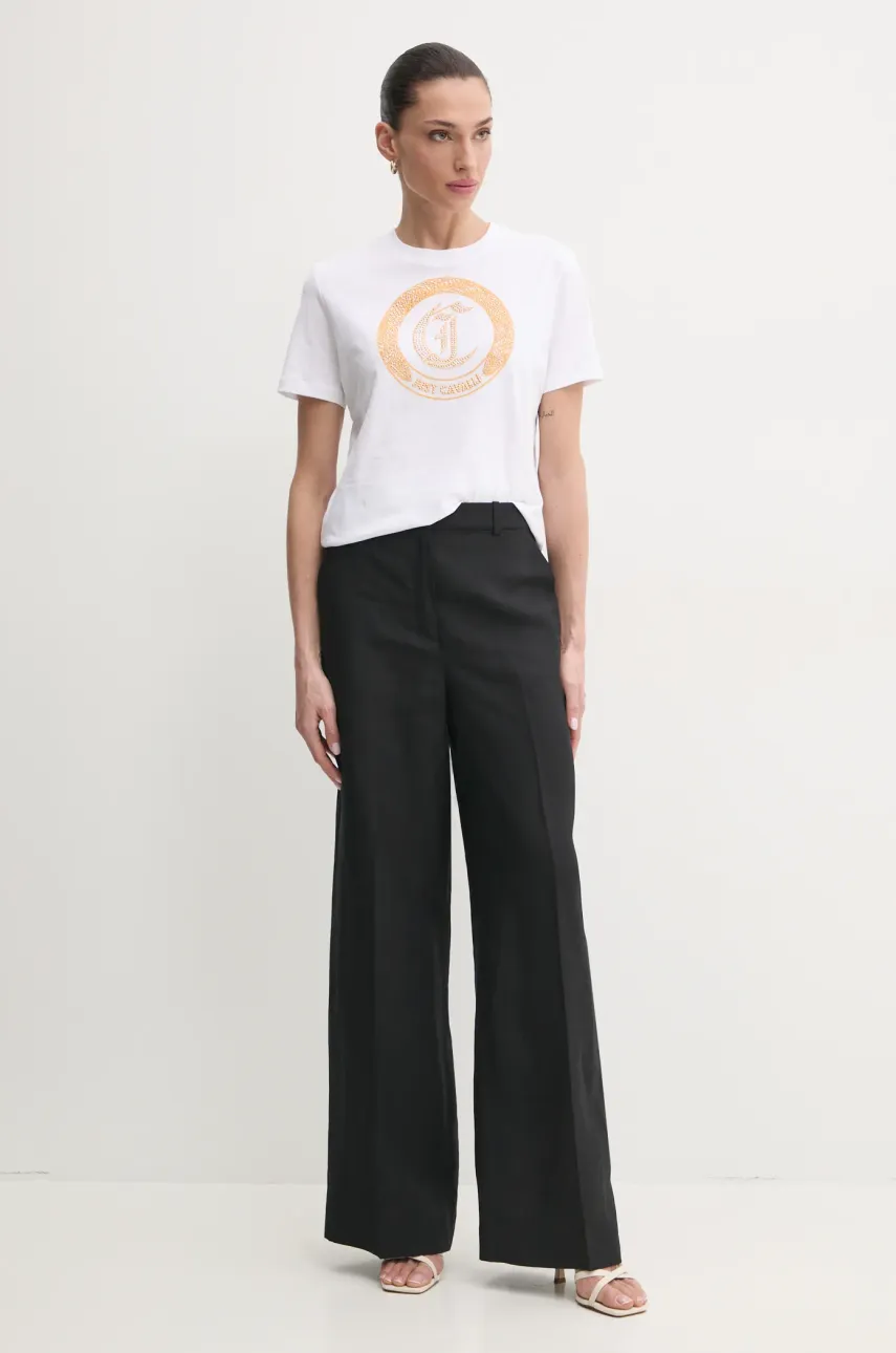 Хлопковая футболка Just Cavalli женский цвет белый 78PAHE13 CJ110 Хлопковая футболка Just Cavalli женский цвет белый 78PAHE13 CJ110