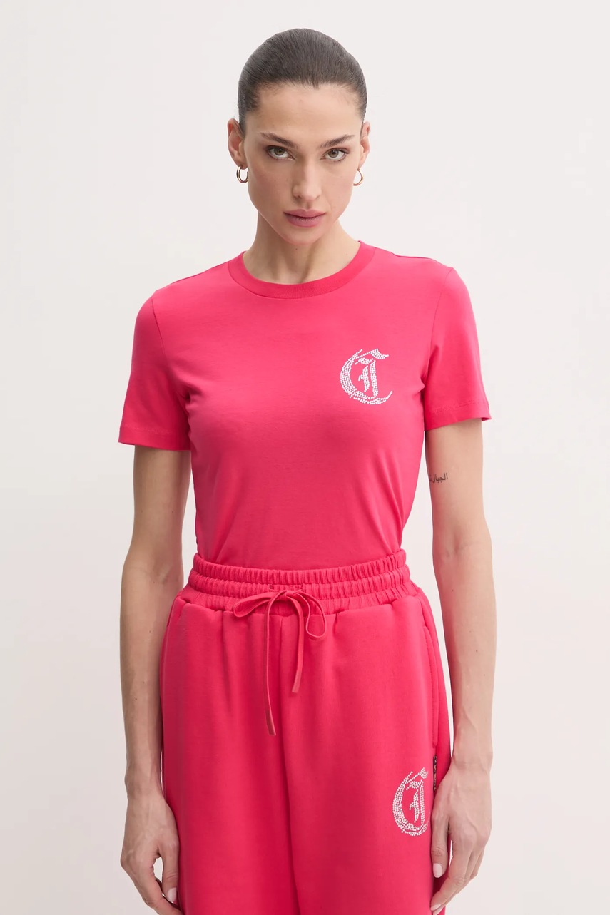 Μπλουζάκι Just Cavalli χρώμα: ροζ, 78PAHE11 CJ112 φωτογραφία