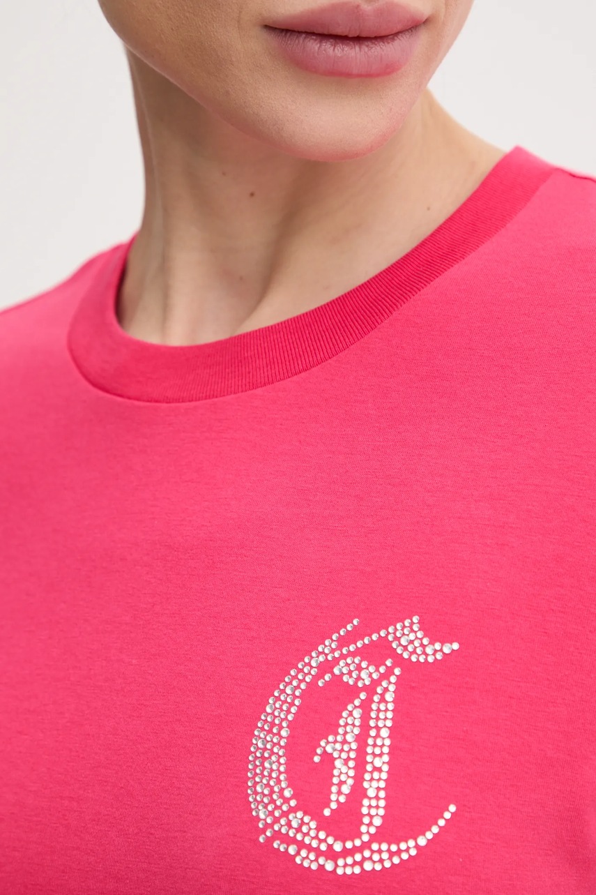 Μπλουζάκι Just Cavalli χρώμα: ροζ, 78PAHE11 CJ112 φωτογραφία