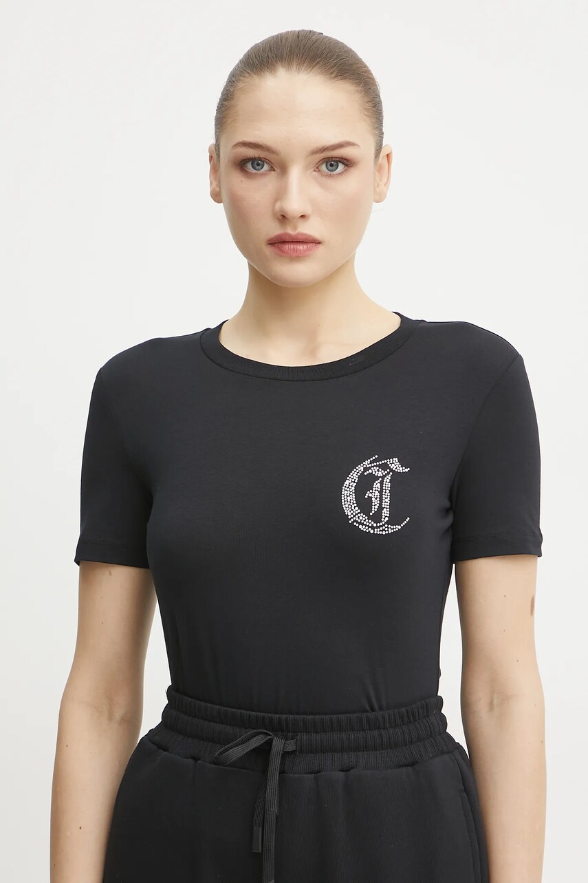 Just Cavalli tricou femei, culoarea negru, 78PAHE11 CJ112