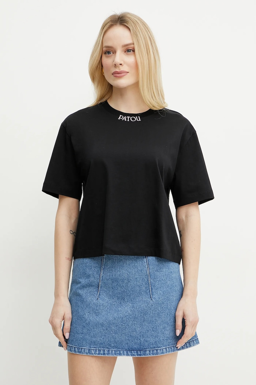 Patou tricou din bumbac femei, culoarea negru, JE1359999