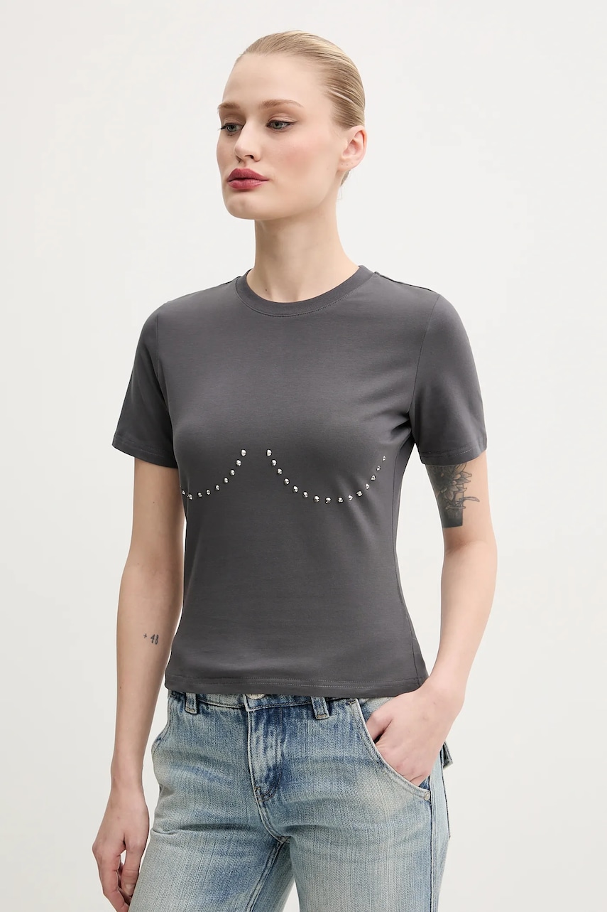 Never Fully Dressed tricou femei, culoarea gri