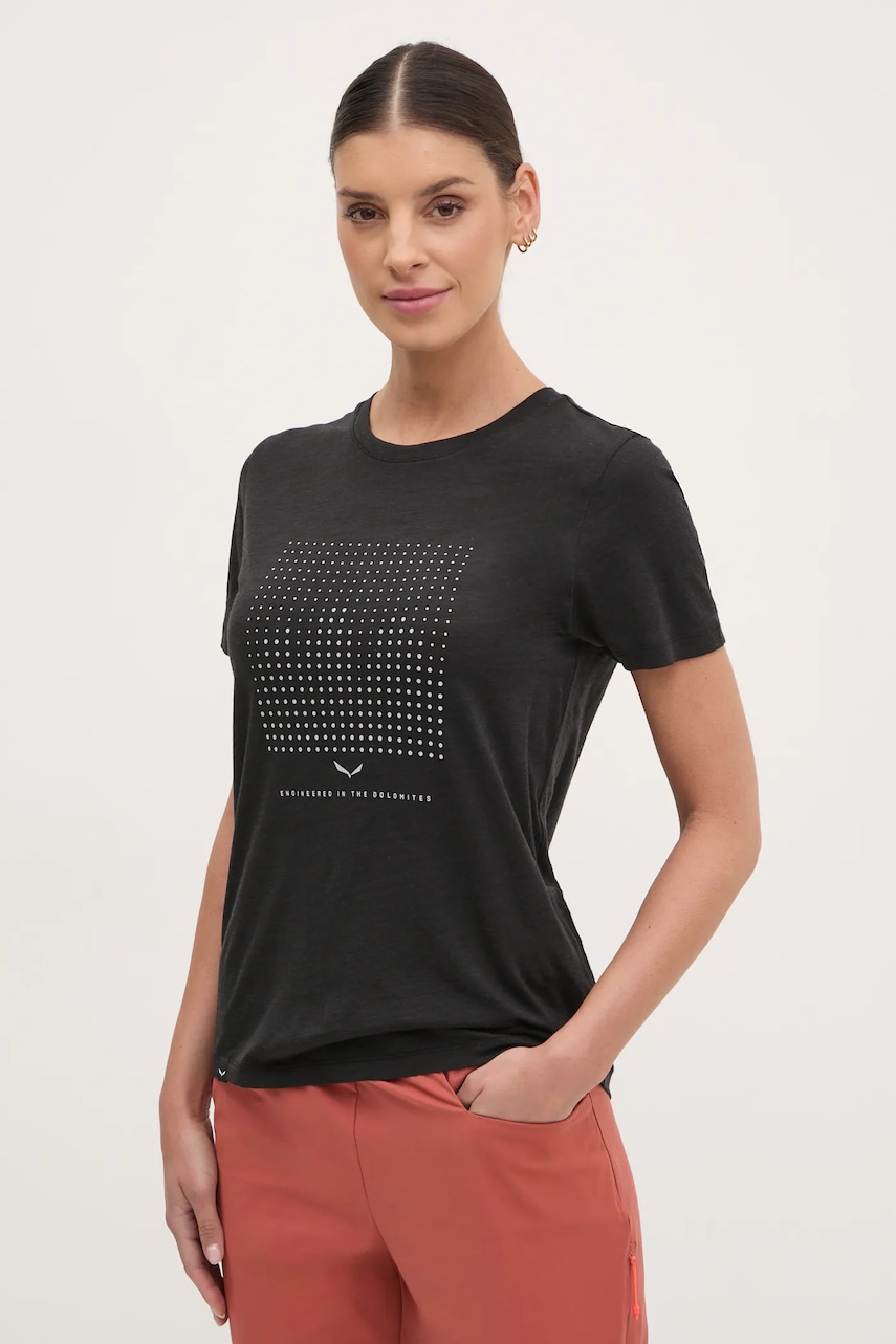 Salewa tricou sport Eagle Dotted culoarea negru, 00.0000028902