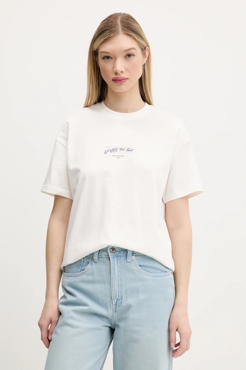 Vans tricou din bumbac femei, culoarea alb, VN000MCKFS81 Vans tricou din bumbac femei, culoarea alb, VN000MCKFS81