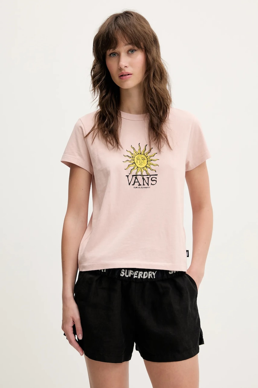 Vans tricou din bumbac culoarea portocaliu, VN000NX9O3N1