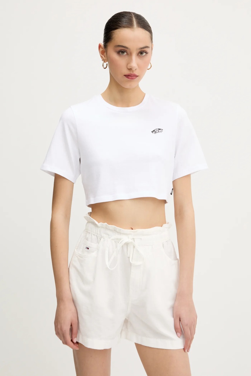 Vans tricou din bumbac culoarea alb, VN000P5VWHT1