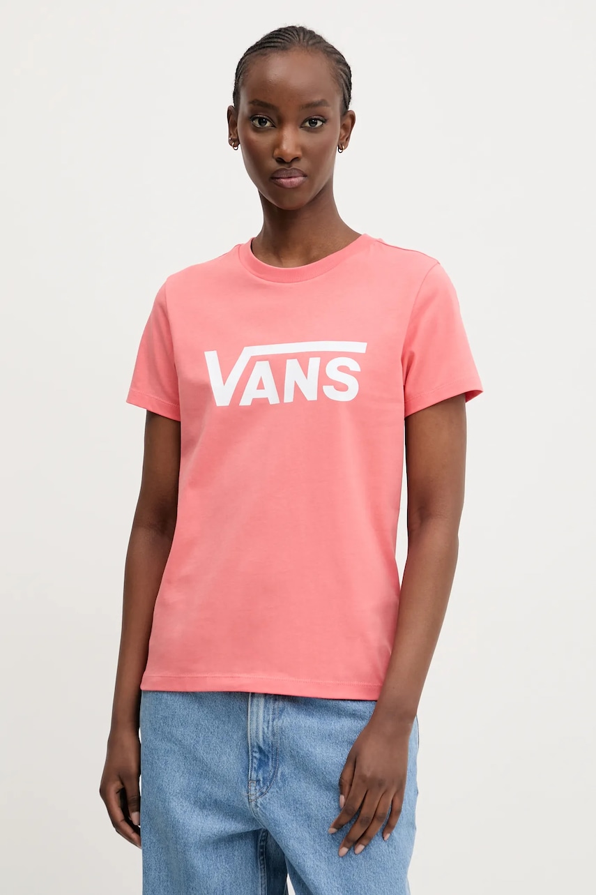 Vans tricou din bumbac femei, culoarea portocaliu, VN0A3UP4D6Z1