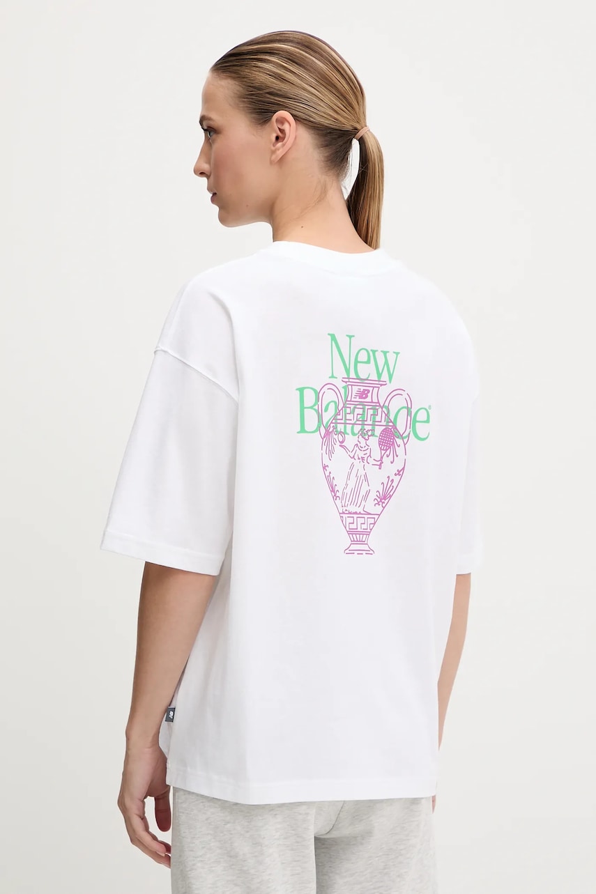 New Balance tricou din bumbac culoarea alb, WT51940WT
