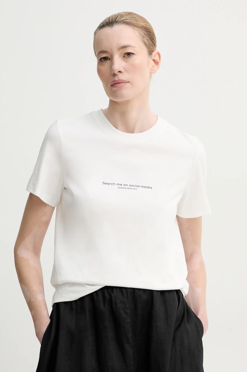 ISABELLE BLANCHE tricou femei, culoarea alb, IS25SS-T153-T013 ISABELLE BLANCHE tricou femei, culoarea alb, IS25SS-T153-T013