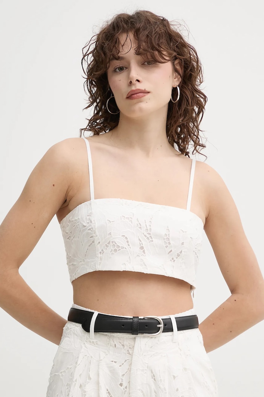 ISABELLE BLANCHE top din bumbac femei, culoarea alb, neted, IS25SS-C177-T020 ISABELLE BLANCHE top din bumbac femei, culoarea alb, neted, IS25SS-C177-T020