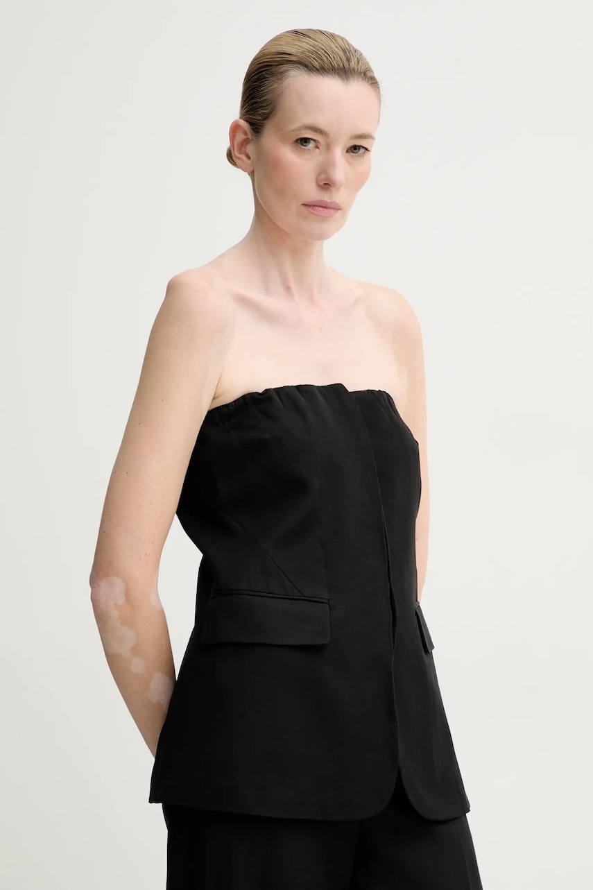 ISABELLE BLANCHE bluza femei, culoarea negru, neted, IS25SS-C051-T004 ISABELLE BLANCHE bluza femei, culoarea negru, neted, IS25SS-C051-T004
