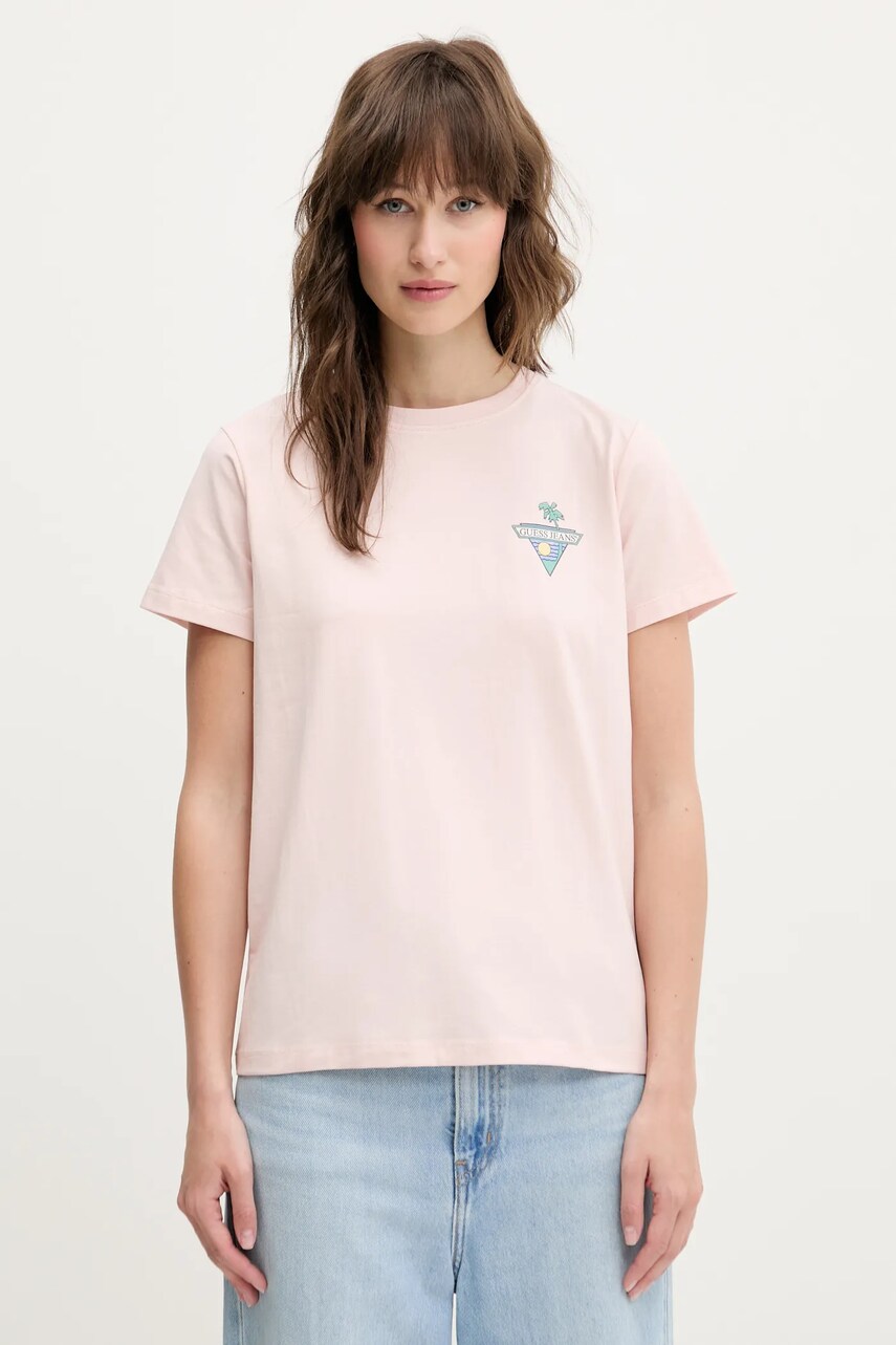 Levně Tričko Guess Jeans růžová barva, W5GI25 J1314