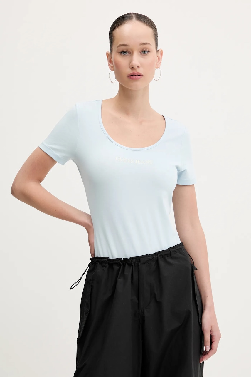 Levně Tričko Guess Jeans modrá barva, W5GP25 J1314