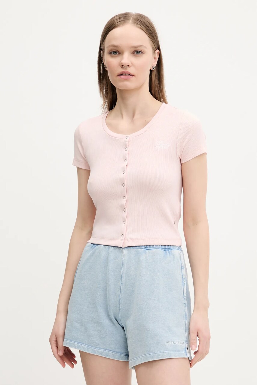 Levně Tričko Guess Jeans růžová barva, W5GP27 KA0H1