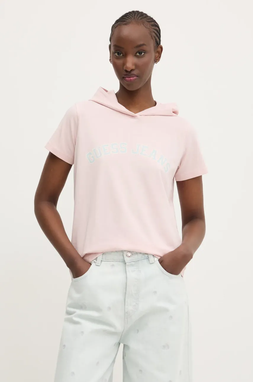 Levně Tričko Guess Jeans růžová barva, W5GP28 J1314