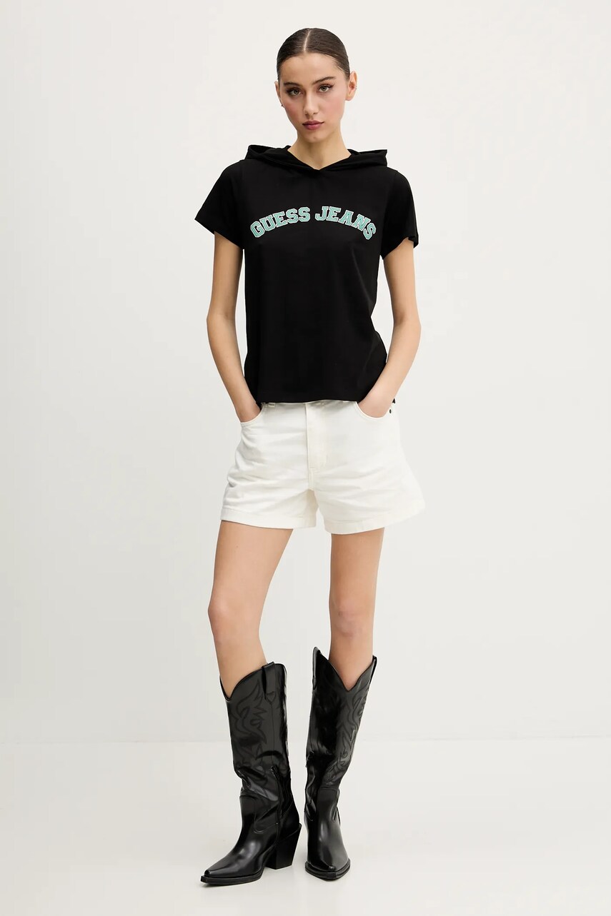 Футболка Guess Jeans женская цвет чёрный W5GP28 J1314 Футболка Guess Jeans женская цвет чёрный W5GP28 J1314