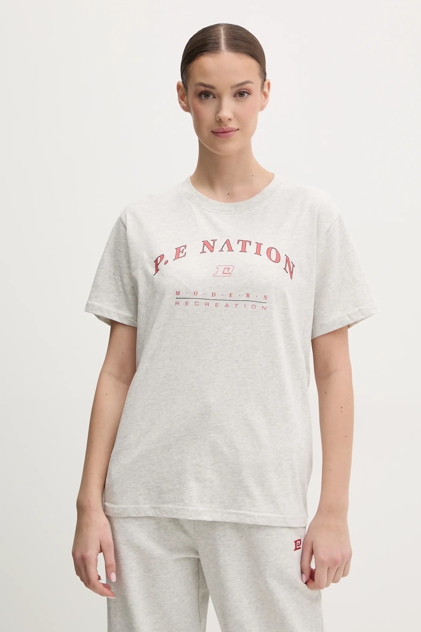 P.E Nation tricou din bumbac Liberation femei, culoarea gri, 251T189 P.E Nation tricou din bumbac Liberation femei, culoarea gri, 251T189