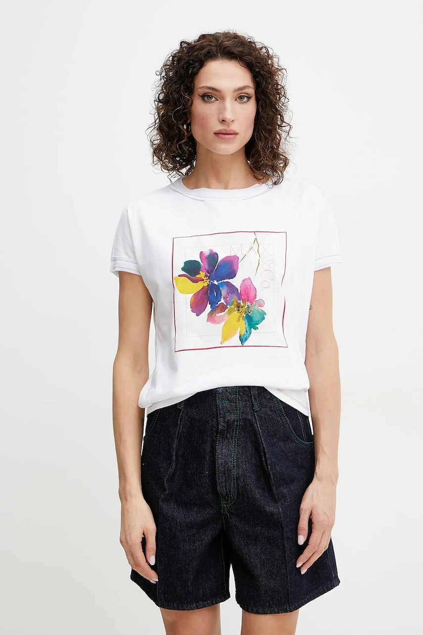 MAX&Co. tricou din bumbac femei, culoarea alb, 2516941024200 MAX&Co. tricou din bumbac femei, culoarea alb, 2516941024200