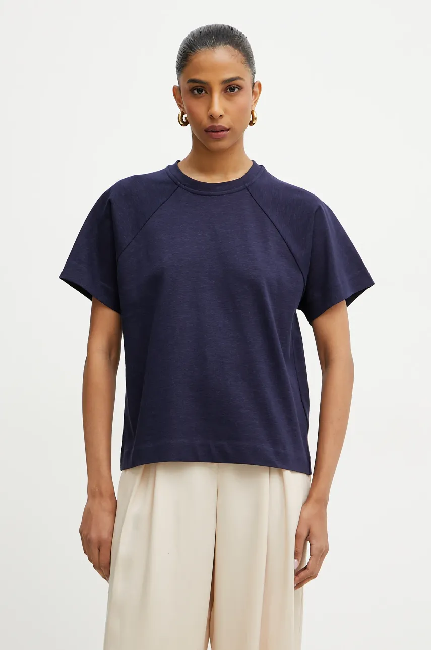 MAX&Co. tricou din amestec de in femei, culoarea bleumarin, 2516941043200