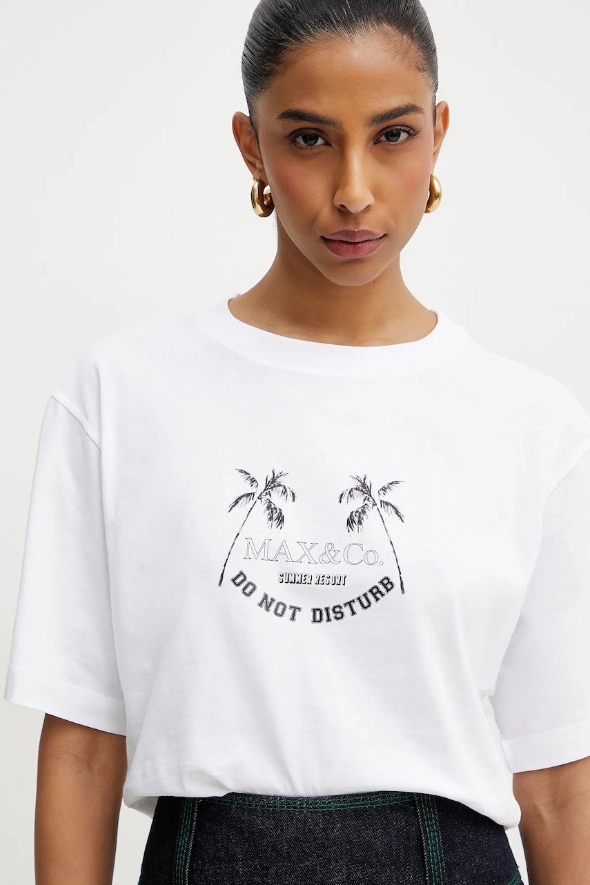 MAX&Co. tricou din bumbac femei, culoarea alb, 2516941083200