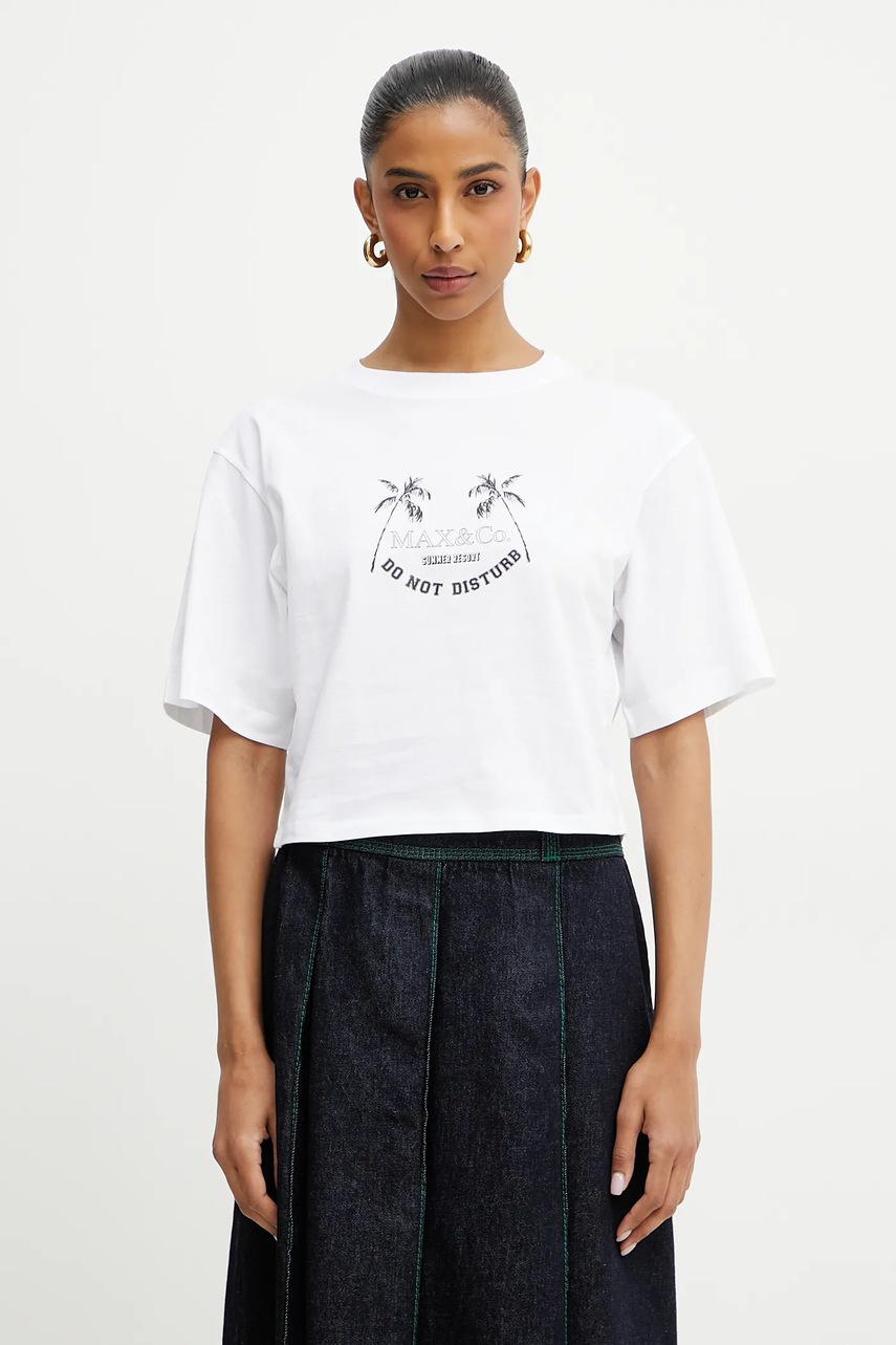 Βαμβακερό μπλουζάκι MAX&Co. γυναικείο, χρώμα: άσπρο, 2516941083200 φωτογραφία