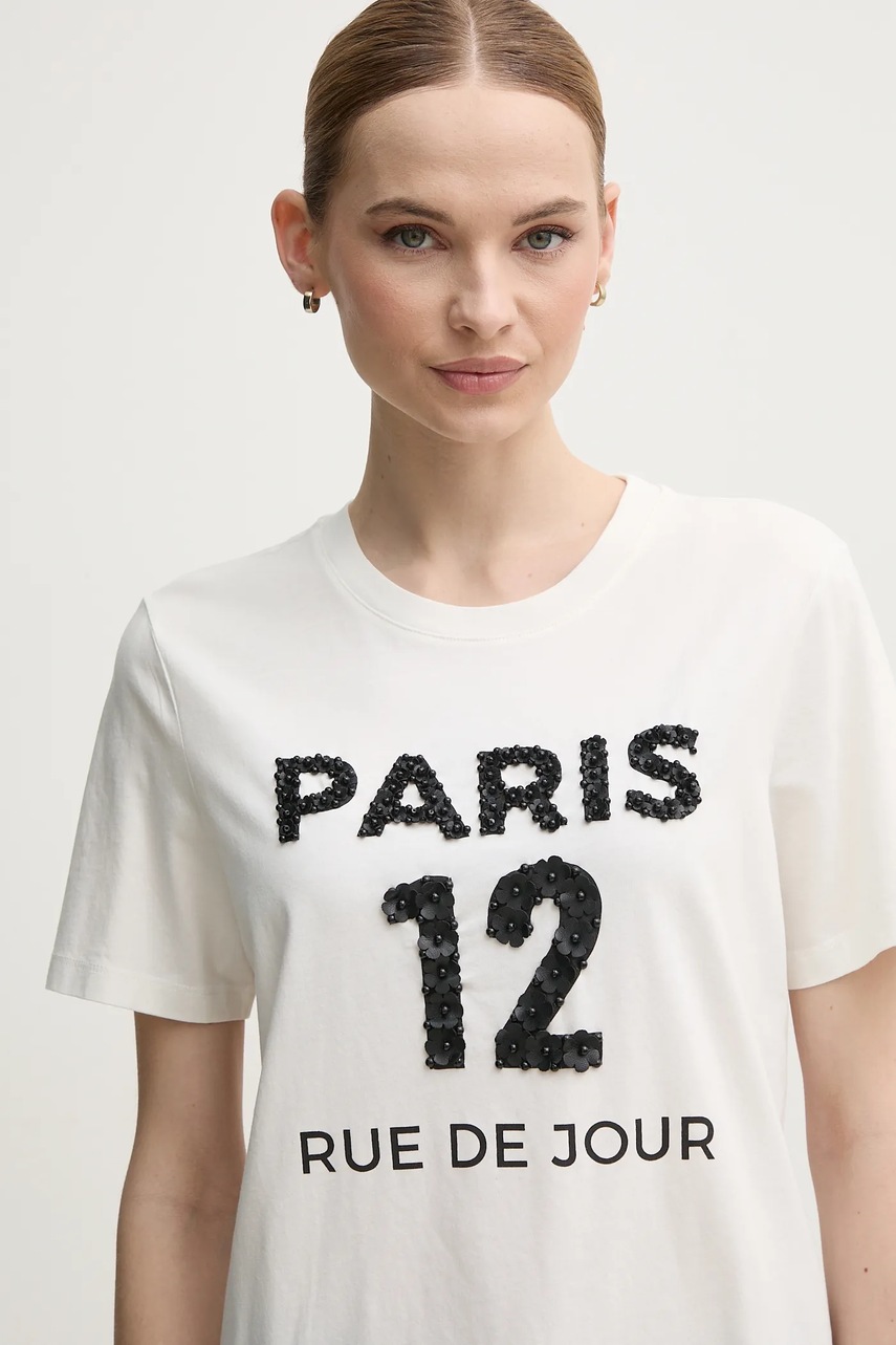 Βαμβακερό μπλουζάκι Marc Aurel γυναικείο, χρώμα: άσπρο, 7647-7000-73824 φωτογραφία