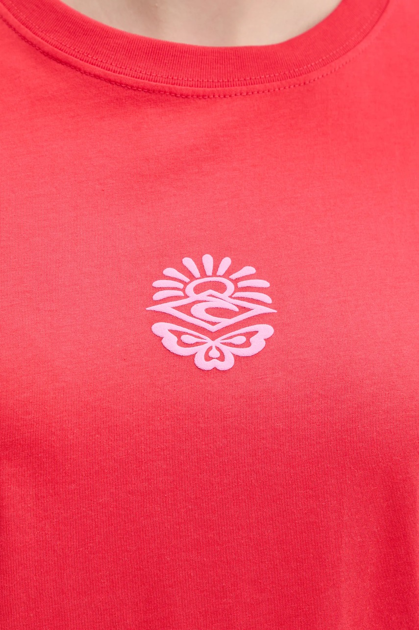 Βαμβακερό μπλουζάκι Rip Curl γυναικείο, χρώμα: κόκκινο, 0EGWTE φωτογραφία