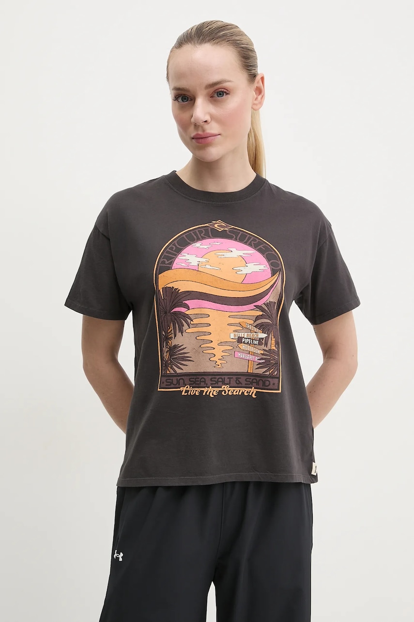 Rip Curl tricou din bumbac femei, culoarea gri, 0FDWTE