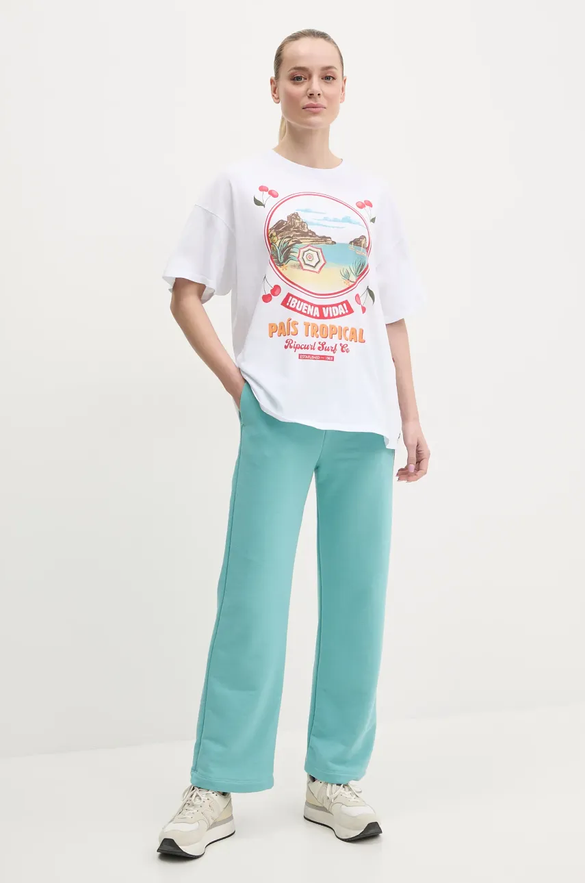 Хлопковая футболка Rip Curl COVE HERITAGE женская цвет белый 0FLWTE Хлопковая футболка Rip Curl COVE HERITAGE женская цвет белый 0FLWTE