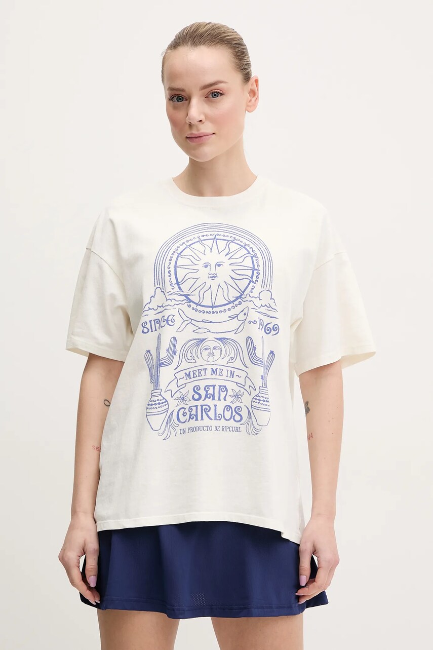 Rip Curl tricou din bumbac SAN CARLOS femei, culoarea bej, 0FVWTE