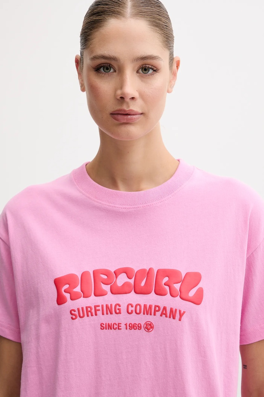 Βαμβακερό μπλουζάκι Rip Curl χρώμα: ροζ, 0HXWTE φωτογραφία