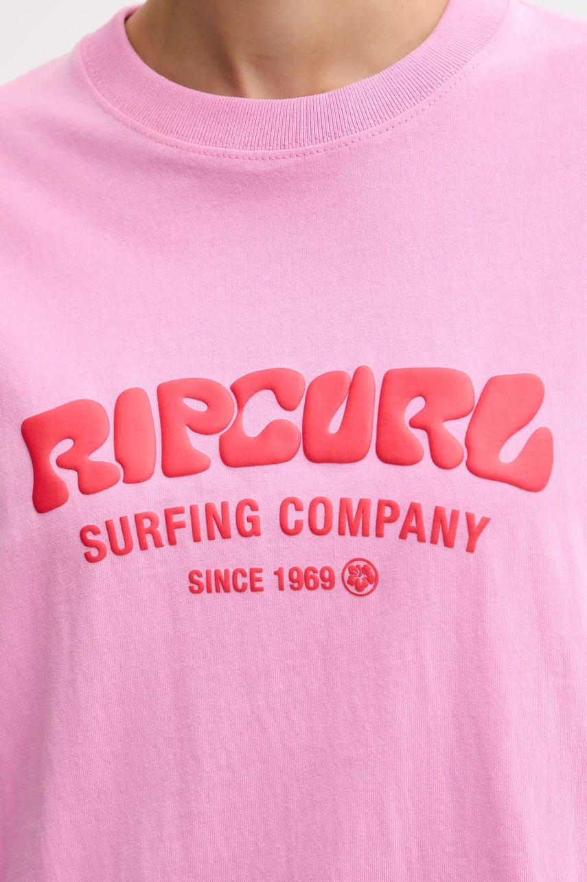 Βαμβακερό μπλουζάκι Rip Curl χρώμα: ροζ, 0HXWTE φωτογραφία