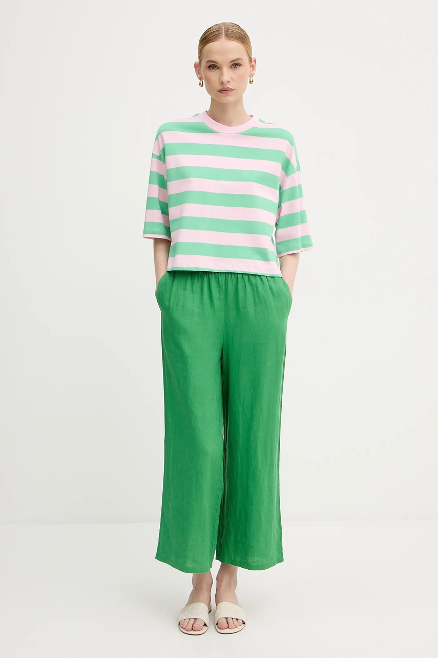 Хлопковая футболка United Colors of Benetton цвет зелёный 32JPD10A5